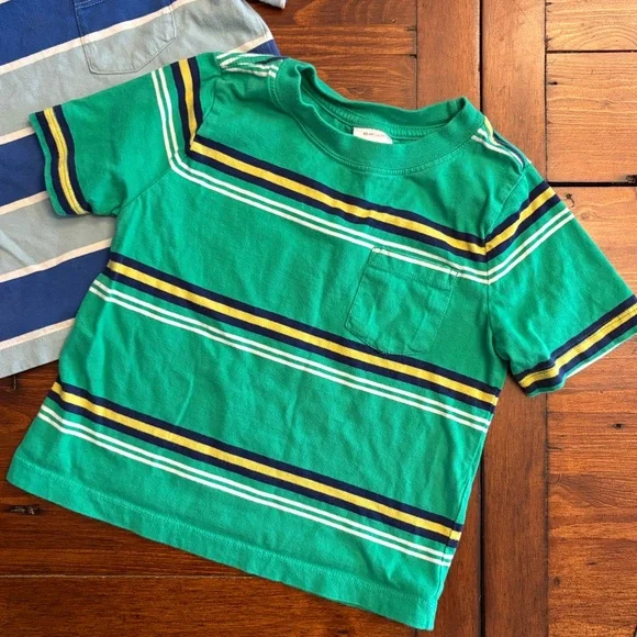 Hanna Andersson 2pc Striped Blue and Green Kids T-Shirts Sz 3T - Picture 2 of 6